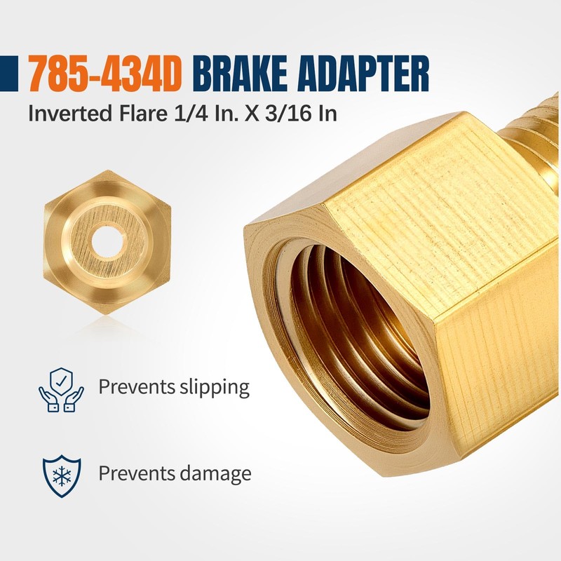 LitartPRO 4PCs 785-434D Brass Brake Adapter, 1/4" to 3/16" Inverted