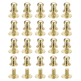 QUARKZMAN 5mm Ball Head Stud Rivets Screw Back, Pack of 20 Round Head Button Nipple Rivets for DIY Leather Crafts, Handbag, Belt, Light Golden