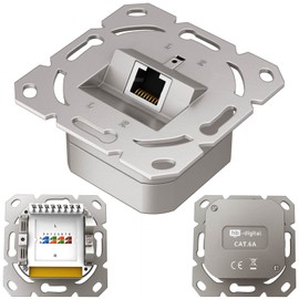 hb-digital 1x CAT 6a Network Socket LAN Socket Universal Junction Box - 1x RJ45 Port - Surface-Mounted/Flush-Mounted Shielded EIA/TIA 568A&B 8P8C 10 Gigabit Ethernet Network - Signal White