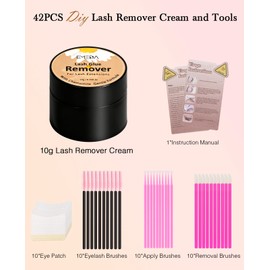 EMEDA Eyelashes Extension Remover 10g, Lash Extension Remover for Individual Lashes with Chamomile Gentle Formula, 0.35oz Professional Removal Cream Kits with Tools (02)