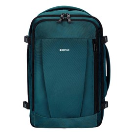 ECOHUB Ryanair Backpack 40 x 20 x 25 cm Hand Luggage 13 Pockets Travel Backpack Aeroplane Carry-ons Waterproof Backpack Women's Small PET Recycled Environmentally Friendly 20L, Blue Green
