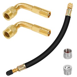Yeepeo 3 × Valve Extension Car Valve, Tyre Valve Extension Adapter with Caps, 90 Degree Angle Valve 180 mm Flexible Rubber Valve Extension Copper Valve Adapter Set for Car Motorcycle Bicycle
