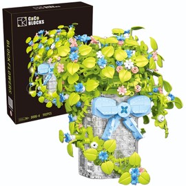 Juego de Bloques de Construcción Plantas de Flores, Juguetes de Bloques de Construcción para Ramo de Flores con Luz, Bonsái de Plantas Artificiales Decorativas, Decoración Hogar u Oficina (592 Piezas)