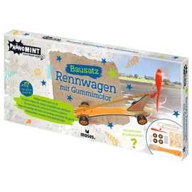 moses 30343 PhänoMINT Rubber Engine Construction Kit, Racing Car Craft Sets with Exciting Scientific Background Information, Wooden Toy for DIY for Children from 8 Years, Medium