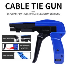 Cable Zip Ties Gun: 12 inch Self-Locking Nylon Cable Wire Ties 1000 PCS (500 PCS Black Ties,500 PCS White Ties),Tie Gun, Fastening Cable Tie Tool,Plastic Wire Ties for Cable Managemen (combinatorial)