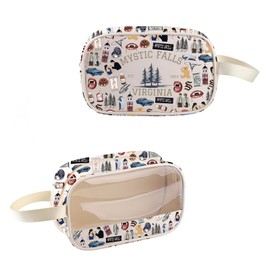 Vampire TV Show Merchandise Transparent Cosmetic Bag TVD Enthusiasts Gift Vampire Lover Clear PVC Makeup Bag Mystic Falls Virginia Est 01864 Gift for Fans (MysticClear-CA)