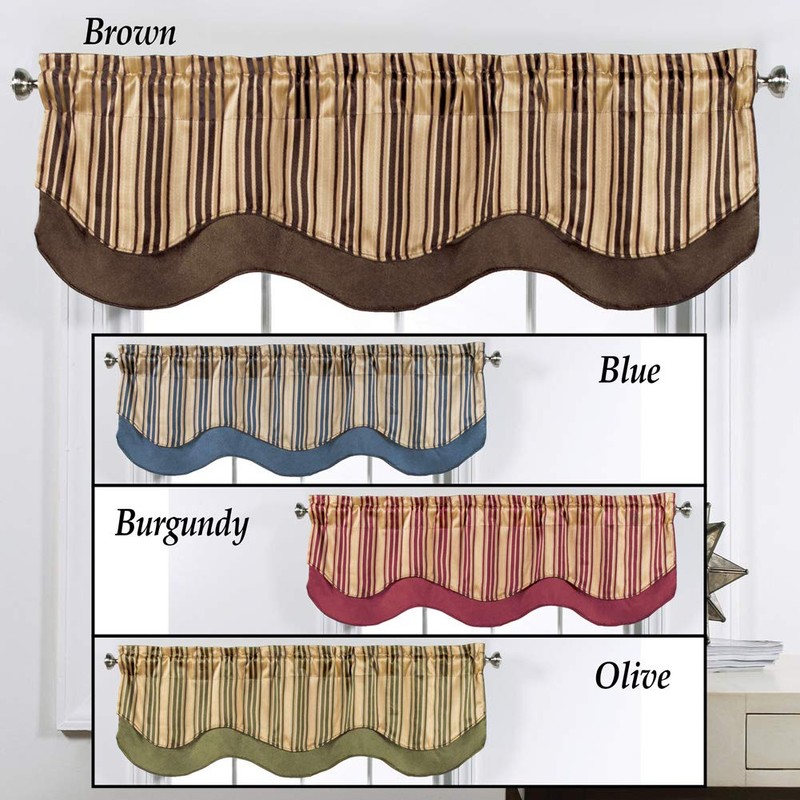 Collections Etc Classic Windsor Layered Window Valance with Scalloped Edges