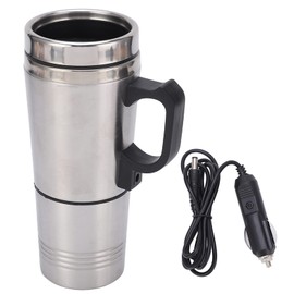 12V Car Kettle 350Ml+150ML Stainless Steel Car Electric Heating Kettle Coffee Tea Travel Water Heating Cup