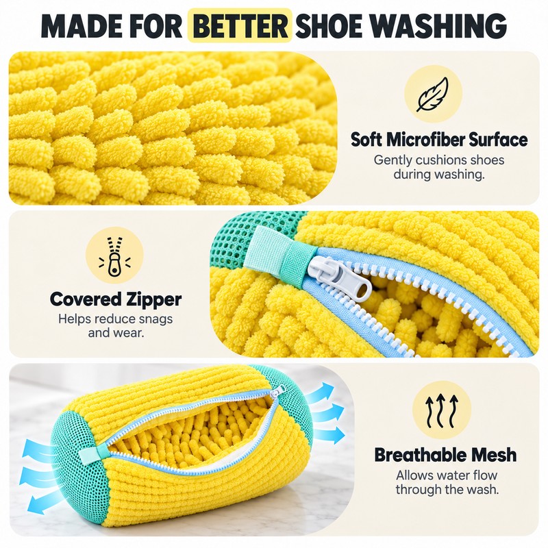 Mesh Shoe Wash Bag for Sneakers – Reusable Tear-Resistant Zipper