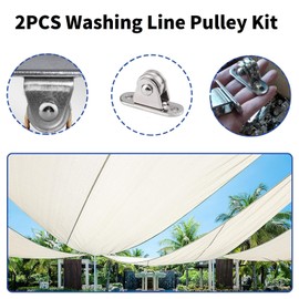 2PCS Washing Line Pulley Kit, Stainless Steel Pulley Wheel for Ropes Roller, Detachable Duplex Bearing Silent Pulley Block Drectional Wall Pulley Washing Line, Mute Bearings Sliding Wheel (2pcs/Set)