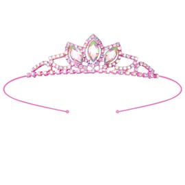 Pink Rhinestone Tiara Crown Sparkling Crystal Bridal Pageant Prom Hair Accessory Birthday Crowns Headband