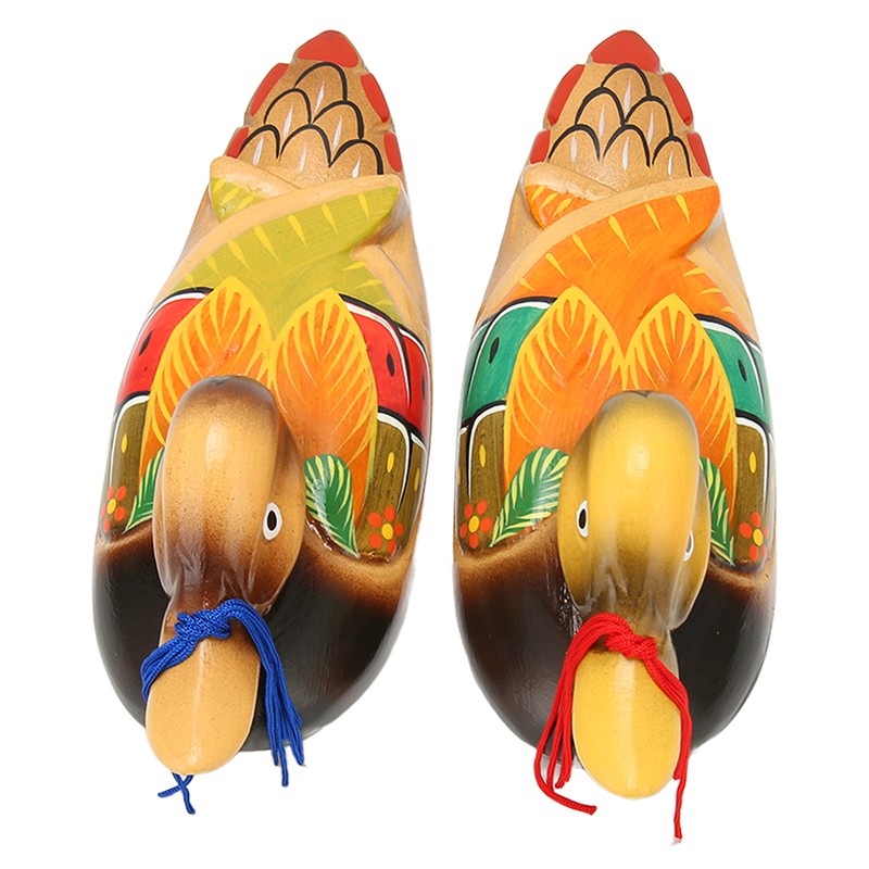 1 Pair Wooden Mandarin Duck Ornament Water Based Paint Romantic