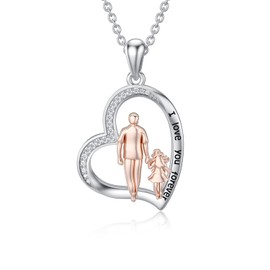 enjoylifecreative S925 Sterling Silver Daughter Heart Pendant Necklace from Dad Mom I Love You Forever Birthday Graduation Jewellery Gift