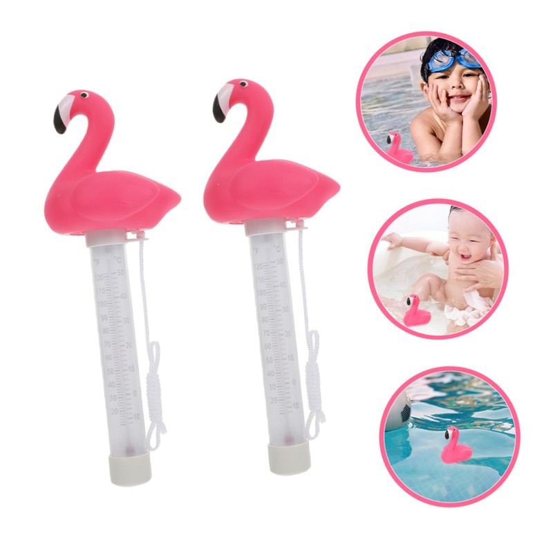 Outanaya 2pcs Flamingo Floating Pool Thermometer for Hot Tub Spa