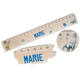 Wooden Ruler 20 cm - Dinosaur - 20 Dino Wooden Ruler | Gift Idea for Boys at Back to School | Boys First Day of School Gift - 20 cm - Wood