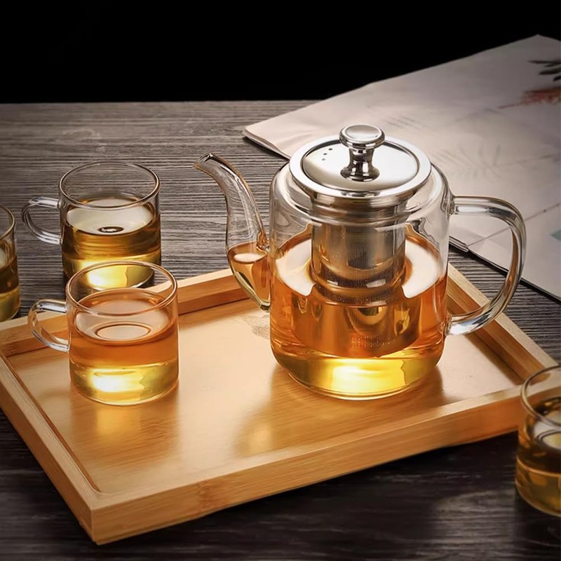 croselyu 650/800/1100ml Glass Tea Pot with Strainer for Loose Tea,