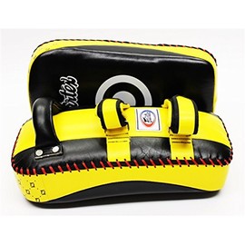 Fairtex Genuine Muaythai Standard Curved Kick Pads Yellow/Black Limited Color KPLC2 Made from Premium Cow Hide Leather