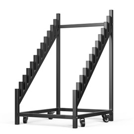 CDDUOLA 12-tier Metal Porcelain Tile Display Rack, Wheeled Tile Display Stand for Building Material Samples, Standing Slotted Flooring Display Shelf in Exhibition Halls