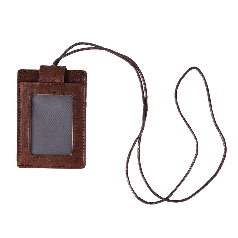 RFID Blocking ID Badge Card Holder Cowhide Wallet Hardware Sewing