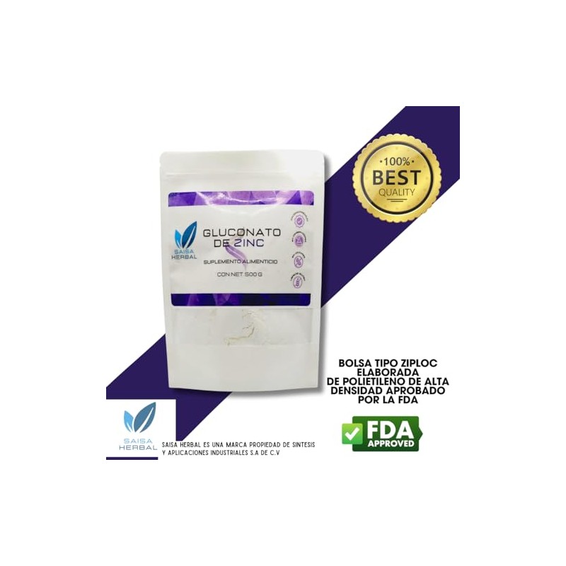 Gluconato de Zinc 100 Puro 500 g