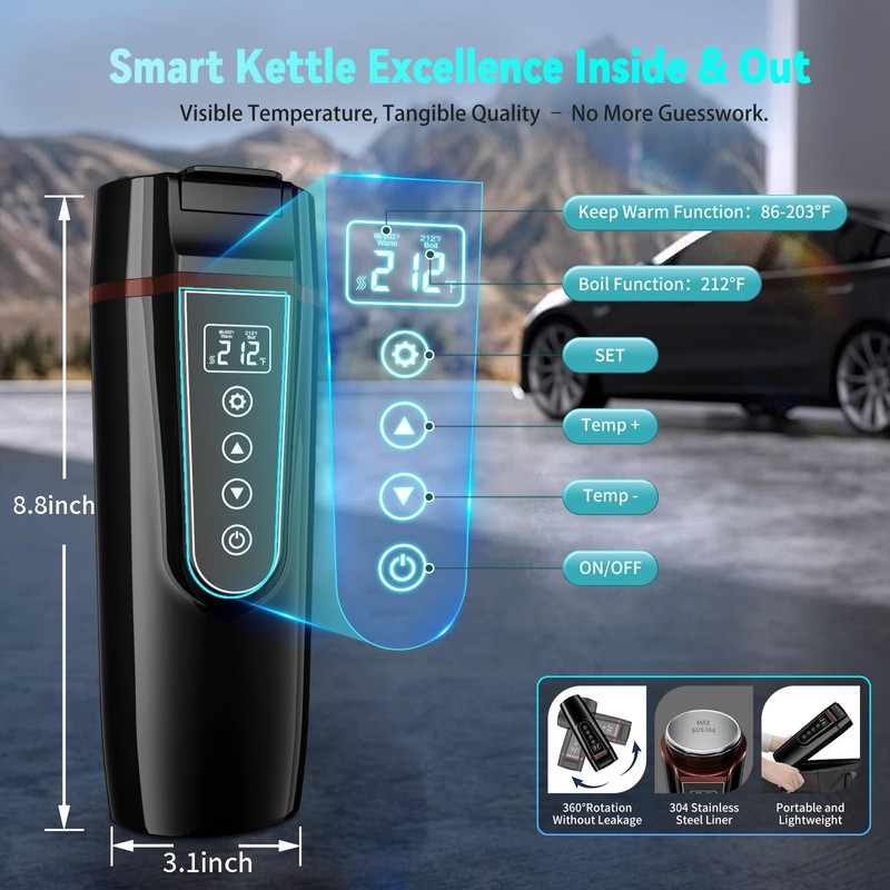 Car Electric Kettle for Travel : FVPE 12V/24V Small Electric