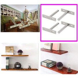 Pack of 4 floating shelf brackets, invisible concealed wall brackets, T-brackets, invisible shelf support, heavy duty wall shelf for any type of shelves and wall decoration.
