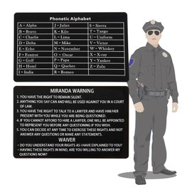 Velinpun 12 PCS Metal Miranda Warning Card/Phonetic Alphabet Military/Military/Sheriff/Police, Miranda Rights Card Phonetic Alphabet Police Horz Ref Badge Security (Black)