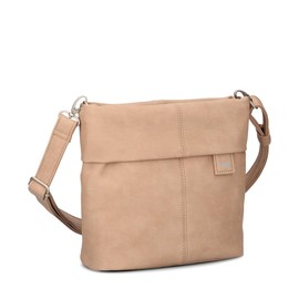 Zwei Mademoiselle.M M8 Women's Crossbody Bag 3 L Faux Leather Shoulder Bag with Secret Compartment & Main Compartment with Zip Includes Short & Long Removable Shoulder Strap, Nubuck Sand, shoulder bag