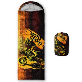 BSNTHO Motorcycle Compete Printed Camping Sleeping Bags,3 Season Warm & Cool Weather,Lightweight,Waterproof Sleeping Bags for Adults & Kids,Traveling,and Outdoors,Camping Gear Equipment,31x90inch