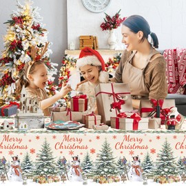 3 Pcs Christmas Snowman Tablecloth Christmas Decorations Xmas Tree Party Supplies for Winter Holiday Themed Party Decorations and Supplies