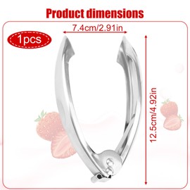 Strawberry Huller, 304 Stainless Steel Fruit Stem Remover with Safety Lock Ergonomic Non-Slip Handle Multi Function Coring Tool & Kitchen Gadget