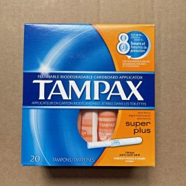 Tampax 3 Packs of Tampax Super Plus Tampons with Flushable Biodegradable Cardboard