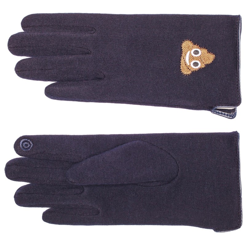 EEM Children's Knitted Gloves with Touchscreen Function and Emoji Embroidery,