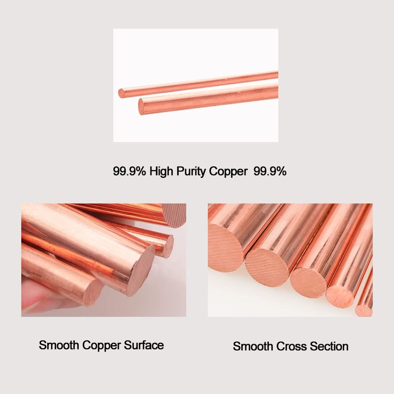 Eoiips 3/4” Pure Copper Round Rod, 3/4” Diameter, 9.84" in