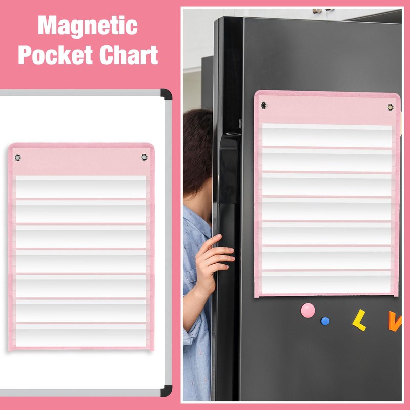 4 Pcs Magnetic Pocket Chart Standard Classroom with 40 Pcs
