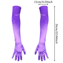 QfwdfcTrenz Long Opera Party Glove 22 inch 1920s Satin Gloves Stretchy Long Purple Opera Gloves for Women Adult Size Breathable Elbow for Wedding Bridal Evening Dancing Parties