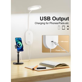 deeloop Wall Mounted Reading Light,Book Lights with USB Output, Reading Lamps for Bed Headboard in 4 Hours Auto-Off, Touch Control Wall Lamp with 5 Dimmable Flexible Gooseneck Bedside Lamps White