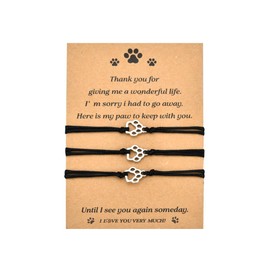 Memorial Gifts Bracelet for Pet Loss of Dog Sympathy Gift Paw Print Friendship Bracelets for 3 Bereavement Remembrance Gifts for Dog Lover Grieving Memory Gift for Cat Lovers Adjustable Bracelet