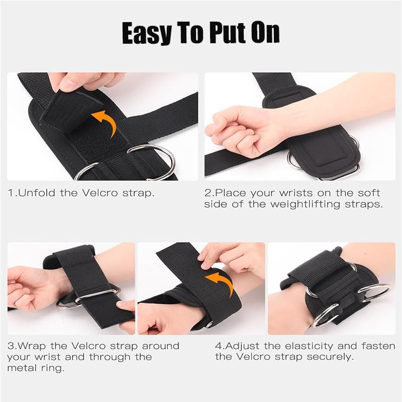 2Pcs D Ring Weight Lifting Straps,Heavy Duty Gym Wrist Straps