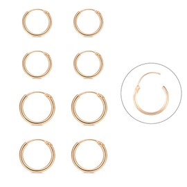 EPIRPRA Silver Hoop Earrings- Cartilage Earring Small Hoop Earrings for Women Men,4 Pairs of Hypoallergenic 925 Sterling Silver Tragus Earrings(Gold,8mmx2+10mmx2)
