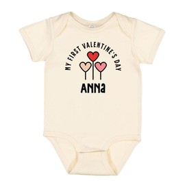 TATY Kids My First Valentine's Day Anna Baby Infant One Piece Bodysuit 12 Months Natural