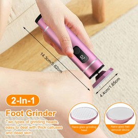 Hornhautentferner Elektrisch, USB-Aufladbar Hornhautentferner, Einstellbare Geschwindigkeit Professionelle Pediküregerät mit 4 Nano-Glasaufsätzen für rissige Fersen, Hühneraugen & Hornhau (Rosa)