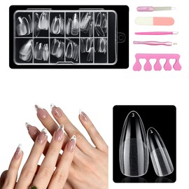 XFSRG 120 Stück Transparente Nagelspitzen Ultra-Kurz Kein Feilen Notwendig Super Dünn Unsichtbar mit 5-teilig Nagelpflegewerkzeug Perfekt für DIY Maniküre (Wassertropfen)