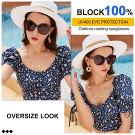 MARE AZZURO Cat Eye Reading Sunglasses Women Oversized Square Sunglasses Readers 0 1.00 1.25 1.50 1.75 2.00 2.25 2.50 2.75 3.00 3.50 (Leopard, 2.25)