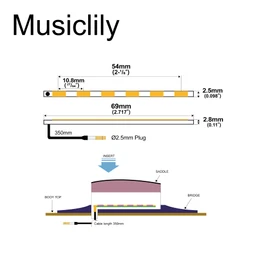 Musiclily Hard Guitar Pickup Under Saddle Piezo for Acoustic Guitar