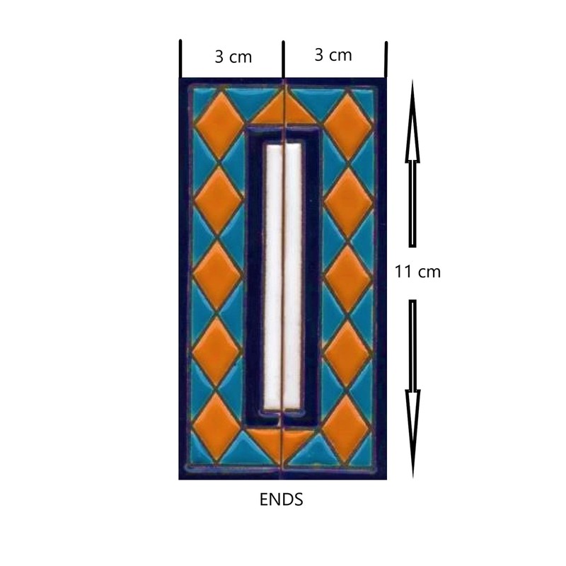 House Numbers Ceramic Tile Letters & Frame Spanish Orange Blue