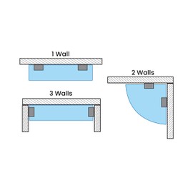 Dulles Glass Floating Shelf Brackets, Rounded Clamps Heavy Duty, Matte Black, for Glass, Wood, Acrylic Wall Mounted Shelf Support. 1 Piece.