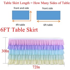 Forever Young Table Cloth Unicorn Pastel Table Skirt Party Decoration - L277cm X H78cm