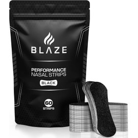 Performance Nose Strips for Breathing (60 Count) - Oil & Sweat Proof Adhesive - Athletic Nasal Strips for Snoring & Sleeping - Black, Wide Body, Universal Fit, Extra Strength
