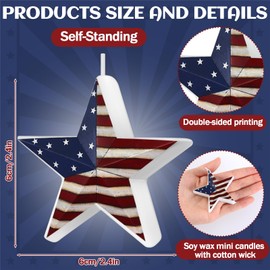 Conelist 12 Pcs Independence Day Patriotic Candles American Flag Star Scented Candles 4th of July Candles Patriotic Candles for Memorial Day Party Table Decoration